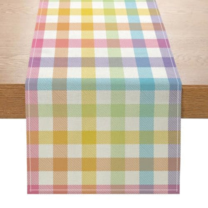 ONFAON Easter Buffalo Plaid Check Table Runner Spring Holiday Decoration Farmhouse Home Dining Room Kitchen Table Decor (13" x 72") - size: Easter01
