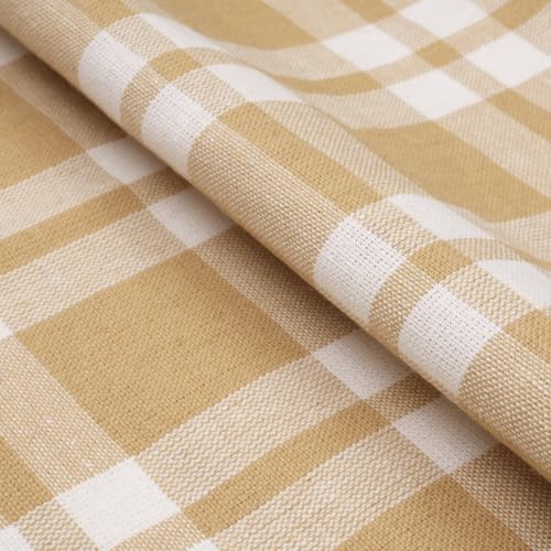 Encasa XO Table Runner, Woven Cotton Dining Linens 13"x36" Beige - color: Franca Beige Checks, size: 13x36 in