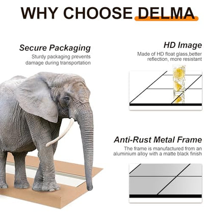 Delma Window Pane Full Length Mirror 28"x55" Large Window Wall Mirror Black - size: 55"L x 28"W