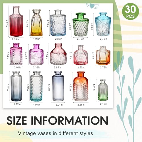 Yaomiao 30 Pcs Glass Bud Vases Centerpieces, Color Gradient Series - color: Color Gradient Series