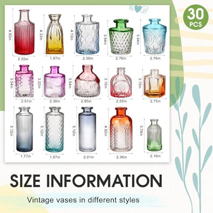 Yaomiao 30 Pcs Glass Bud Vases Centerpieces, Color Gradient Series - color: Color Gradient Series