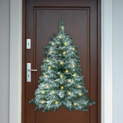 Blosssound 2 Feet Wall Christmas Tree Snow Flocked with Warm White Lights