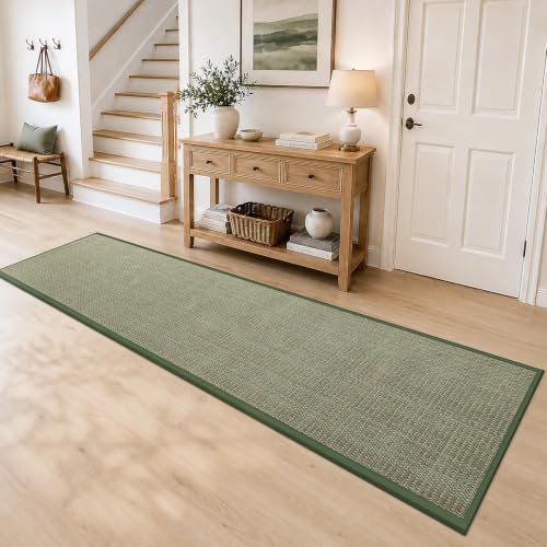 DEXI Ultra Thin Hallway Runner Rug 28x144, Non Slip Entryway Rugs,Green - color: Green, size: 28" X 144" (Runner)
