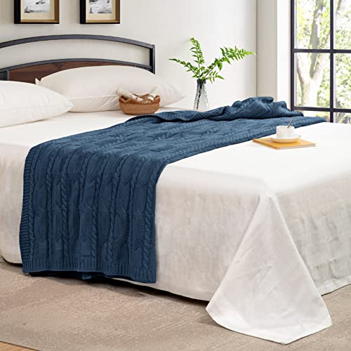 Aormenzy Knit Throw Blanket Oversized, Dark Slate Blue, 60" x 80" - color: Dark Slate Blue, size: 60" x 80"