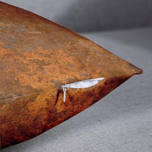 Emvency Throw Pillow Covers Set of 2, 18 x 18 Inch, Rustic Rusty Metal | Copper Brown Outdoor Decorative Square Pillow Cases Couch Cushion Case for Couch Bed Sofa Living Room Home Decor - size: 18" x 18" (Pack of 2)
