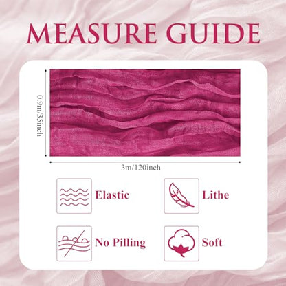Cheesecloth Table Runner 10FT Fuchsia Boho Gauze Rustic Sheer Runners - color: Fuchsia, size: 1 Pack