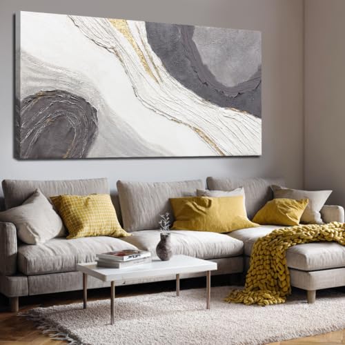 NBAODAN Large Modern Abstract Wall Art Gray Picture Wall Decor Minimalist Painting Prints Textured Art for Living Room Dining Room Bedroom 29x58 Inch - color: Grey and White, size: 58"L x 29"W
