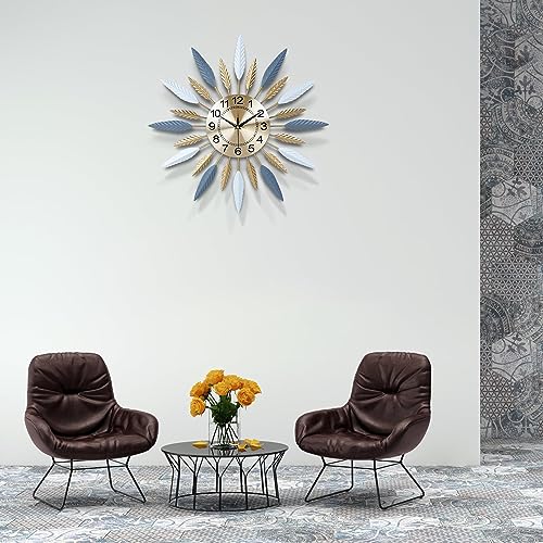 Lafocuse 23 Inch Metal Mid Century Modern Wall Clock for Living Room Decor