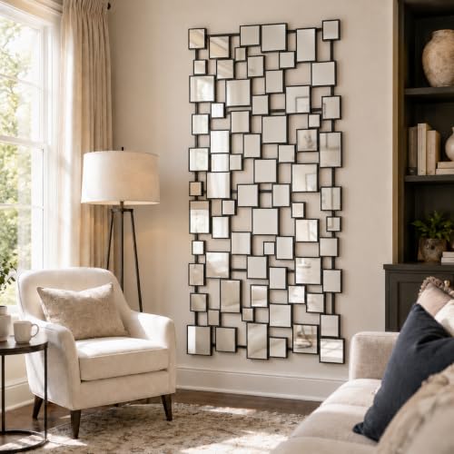 Large Modern Wall Mirror - 27.55"x55.1" Black Wall Mirrors Metal Framed Decorative Mirror for Entryway Bedroom Living Room Home Decor - color: Pure Black, size: 27.5"L x 55.1"W