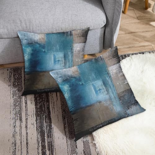 Britimes Throw Pillow Covers Set of 2, 16 x 16 Inch, Teal Grey - color: Teal Grey, size: 16" x 16" (Pack of 2)