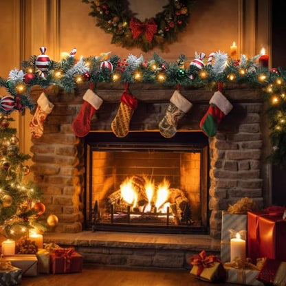 DREAM GARDEN 6 FT Lighted Christmas Garland for Front Door