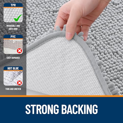 OLANLY Toilet Rugs U-Shaped 20x20, Soft Absorbent Chenille Contour Rugs - color: Light Grey, size: 20" X 20" Contour Rug