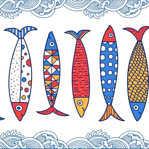 Kitchen Rugs for Floor 2 Pcs Memory Foam Padded Anti Fatigue Kitchen Mat - color: Fish-02
