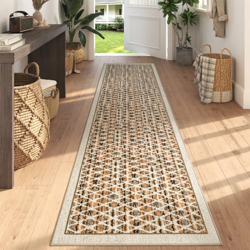 2x8ft Non Slip Hallway Runner Rug，Low Pile Kitchen Runner Rug,Grey - color: Orange, size: 2'x8'