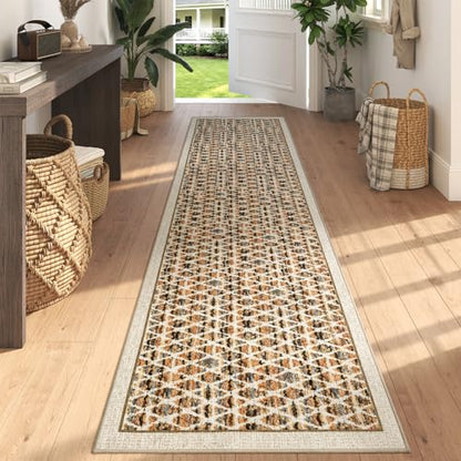 2x8ft Non Slip Hallway Runner Rug，Low Pile Kitchen Runner Rug,Grey - color: Orange, size: 2'x8'