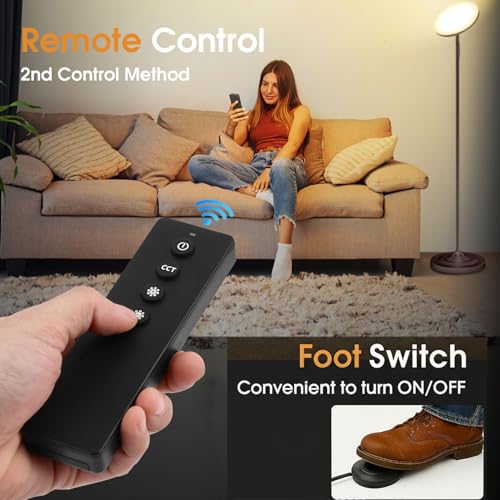 LED Torchiere Floor Lamp with Remote Control, Standing Lamp for Living Room - color: Copper Brown