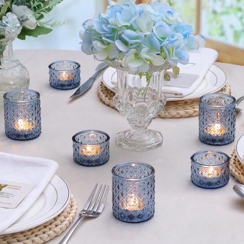 36 Pack Blue Tealight Candle Holders, Glass Votive Candle Holders - color: Blue