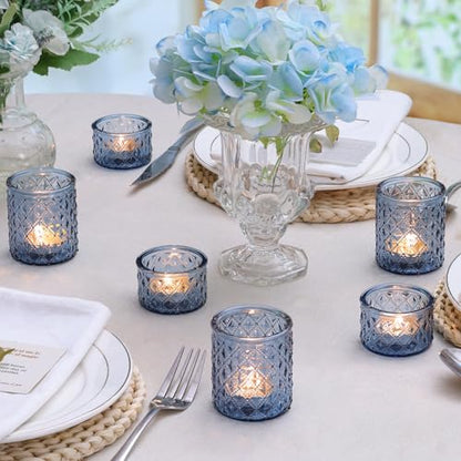 36 Pack Blue Tealight Candle Holders, Glass Votive Candle Holders - color: Blue