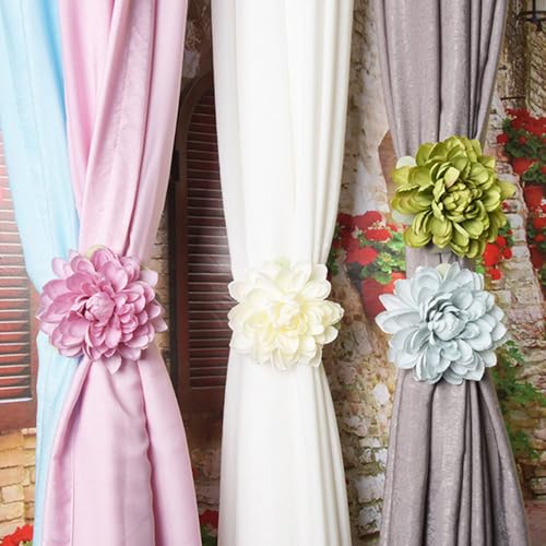 Curtain Tiebacks, 2PCS Flowers Curtain Holder Floral Drapery Decorative Holdbacks for Home Bedroom Office Window Decor - color: Purple