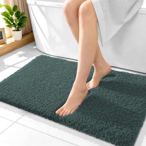 OLANLY Microfiber Bathroom Rugs 36x24, Ultra Soft Bath Mat, Blackish Green - color: Blackish Green, size: 36" X 24"