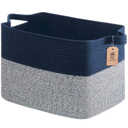 Goodpick 50L Large Woven Storage Basket, 18" x 14" x 12", Blue - color: Blue, size: 18"L x 14"W x 12"H