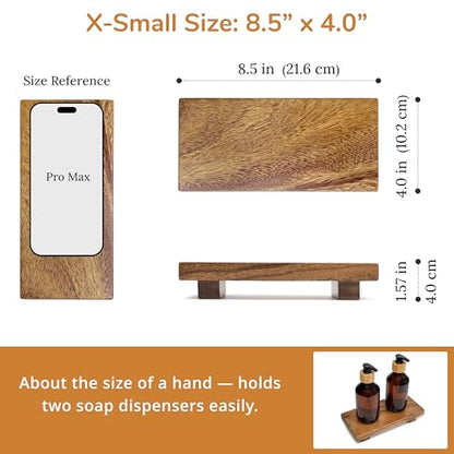X-Small 8.5" Acacia Wood Riser Pedestal Stand for Kitchen Counter - size: X-Small:8.5"x4.0"