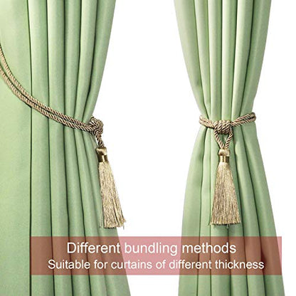4 Pack Curtain Tiebacks Handmade Tassel Rope Curtain Holdbacks - color: Gold, size: 4p