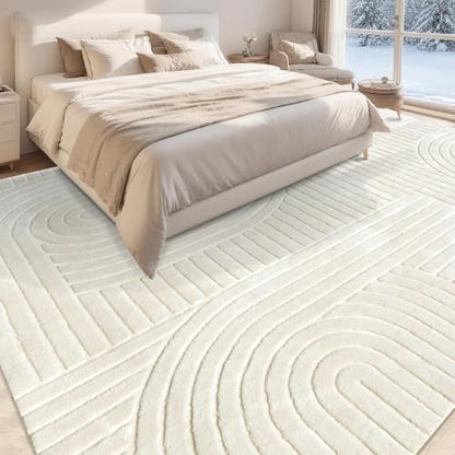 Beige Solid Area Rug 9x12 Large Washable Soft Rugs for Living Room - color: Light Beige, size: 9' x 12' (Rectangular)