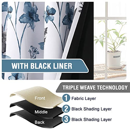 H.VERSAILTEX 100% Blackout Curtains 96 Inches for Living Room, Grey/Blue - color: Grey/Blue, size: 52"W x 96"L (Pack of 2)