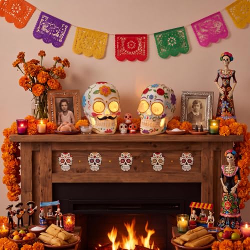 Fumete 2 Pcs Dia De Los Muertos Decorations - Day of The Dead Sugar Skull - style: Day of the Dead Skull