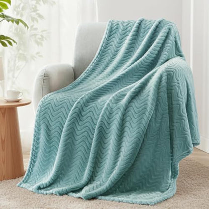 Exclusivo Mezcla Large Fleece Throw Blanket for Couch, Sofa, Celadon - color: Celadon, size: Throw ( 50x70 IN )