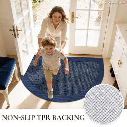 Dirt Trapper Door Mats 17" x 30", Non-Slip & Washable, Blue - color: Blue, size: 17" X 30" (Semicircular)