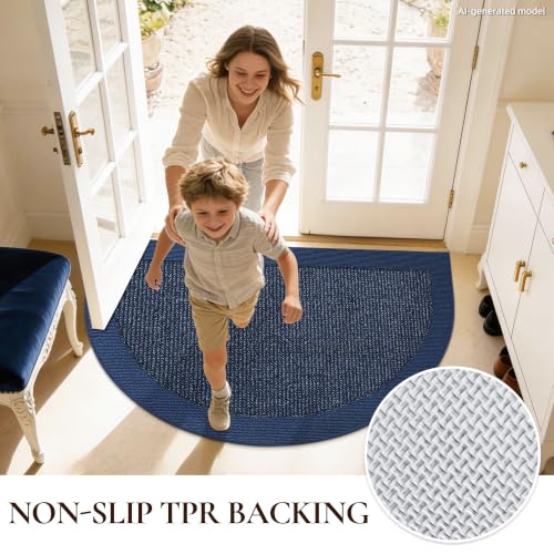 Dirt Trapper Door Mats 32" x 48", Non-Slip & Washable, Blue - color: Blue, size: 32" X 48" (Semicircular)