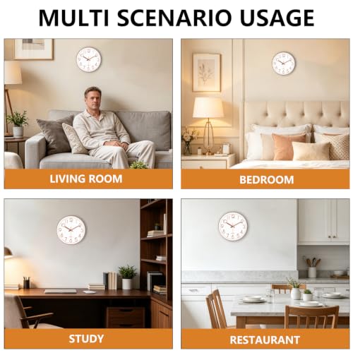 Modern Silent Wall Clock, 14 Inch Wall Clocks Battery Operated | Large Number, Non-Ticking Analog Clock with Tempered Glass Quartz Clocks for Living Room Bedroom Office Kitchen, Rose Gold - color: Rose Gold, size: 14 Inch