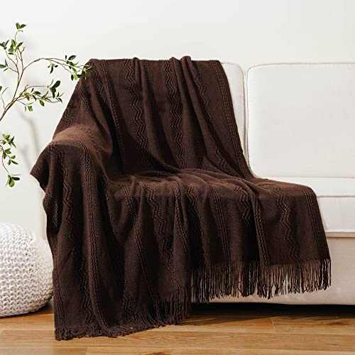BATTILO HOME Brown Throw Blanket for Couch, 50"x60" - color: Brown Wavy, size: 50 x 60 in.