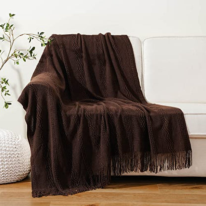 BATTILO HOME Brown Throw Blanket for Couch, 50"x60" - color: Brown Wavy, size: 50 x 60 in.