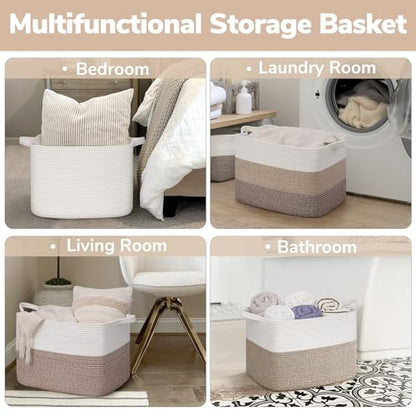 Goodpick 50L Large Woven Storage Basket, 18" x 14" x 12", Light Brown - color: Light Brown, size: 18"L x 14"W x 12"H