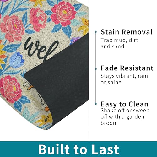 Sunflower Welcome Door Mat 24x36 Inch - color: Sunflower Dog