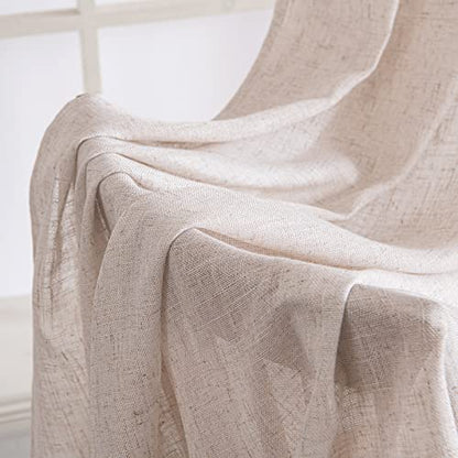 MIULEE Natural White Linen Curtains 52x80 Inch Length Soft Thick Linen - color: Natural Linen White, size: 52"W x 80"L (Pack of 2)