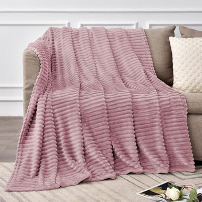 BEDELITE 3D Ribbed Berry Purple Fleece Twin Blanket for Couch, 60x80 Inch - color: Berry Purple, size: Twin(60"x80")