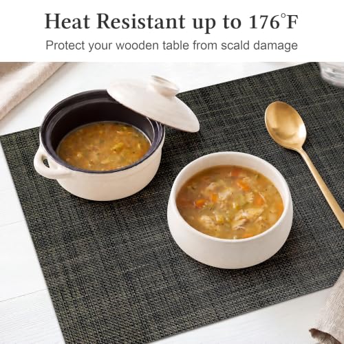 HOOMIL Placemats Set of 6, Heat Resistant, Black - color: Black, size: Set of 6