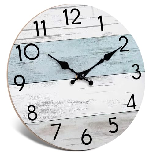 KECYET 8 Inch Wall Clock, Silent Battery Operated Analog Clock, Blue White - color: A_blue