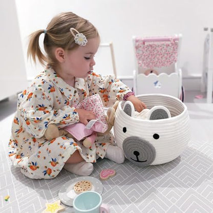 CherryNow Baby Basket for Gifts Empty, Cute Bear Design, Light Grey - color: White, size: 10.5"D x 8.5"H
