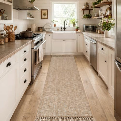 Collive Kitchen Carpet Runners for Hallway 2.6x12ft, Washable Bathroom Rugs - color: Tan/Cream, size: 2.6' x 12' (Rectangular)