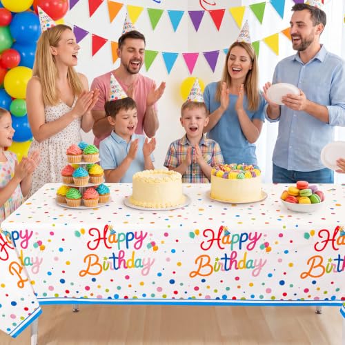3 Pack Plastic Birthday Tablecloth, 54 x 108 Inch Birthday Decorations - color: Birthday