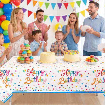 3 Pack Plastic Birthday Tablecloth, 54 x 108 Inch Birthday Decorations - color: Birthday