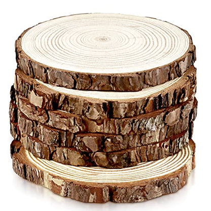 FSWCCK 6 Pack Nature Unfinished Round Wood Slices, 7-8 Inches Wooden Circle, Large Wood Slabs for Weddings Centerpieces Decor and DIY Painting Crafts - size: 7"- 8 "
