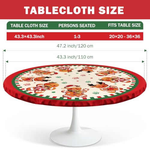 Gingerbread Christmas Tablecloth Round 43x43 Inch Polyester Woven - color: Gingerbread