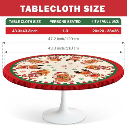 Gingerbread Christmas Tablecloth Round 43x43 Inch Polyester Woven - color: Gingerbread
