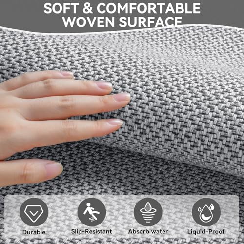 Kitchen Rugs Set of 2 PCS Non Slip Washable Grey 17"x30"+17"x47" - color: Grey, size: 17"x30"+17"x47"